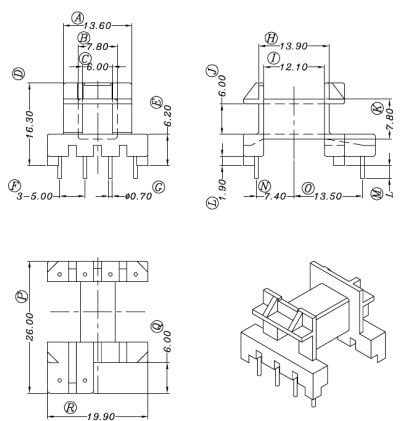 ef20 magnetic core skeleton EF20 4-2 YT-2021 10 sets of packs