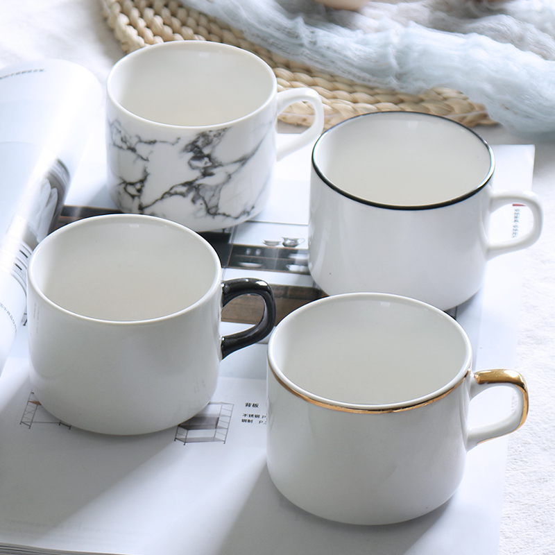 Telien Creative French Coffee Cup Brief Ceramic Breakfast Milk Tea Cup Lower Afternoon Tea Flower Tea Tea Set Custom 946