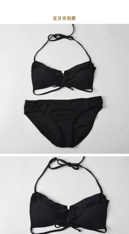 Châu Âu và Châu Mỹ quai đen mảnh và size lớn bikini bèo nhún Bộ đồ bơi nữ KC053 - Bikinis