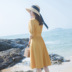 Mùa hè 2019 mới của phụ nữ thon dài phiên bản Hàn Quốc của eo tiên cổ tích tay áo ngắn nhỏ nút tươi - Váy eo cao 	váy body xoắn eo Váy eo cao
