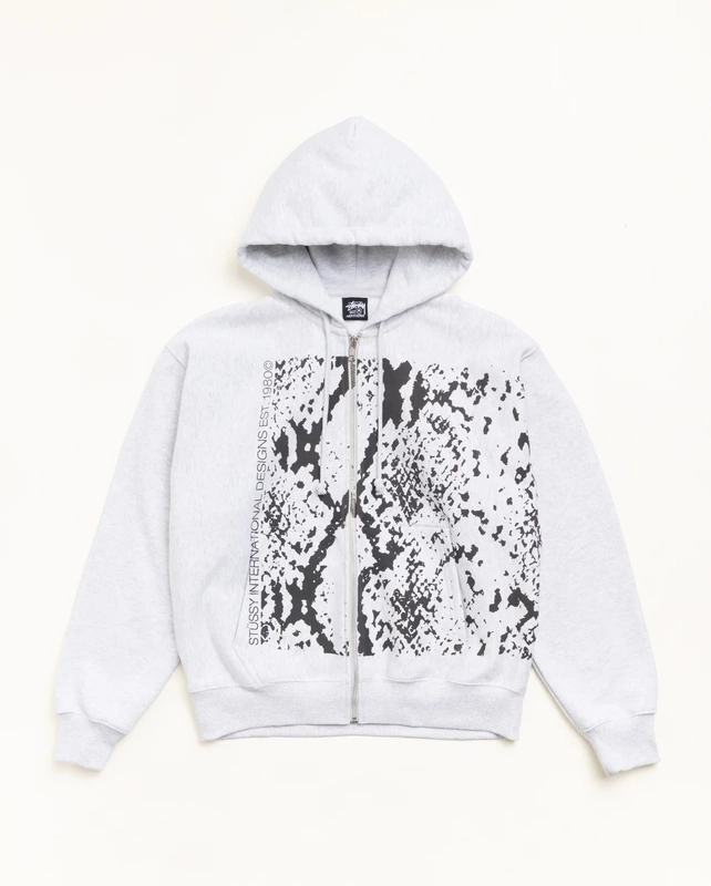 "En Route" Stussy 26Ss Snake Pattern Classic Logo Zip-Up Sweatshirt Jacket "En Route" Stussy 26Ss Snake Pattern Classic Logo Zip-Up Sweatshirt Jacket