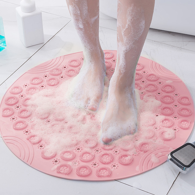 Round bathroom non-slip mat environmental protection household shower room hydrophobic suction cup floor mat bathroom massage foot mat bath anti-fall