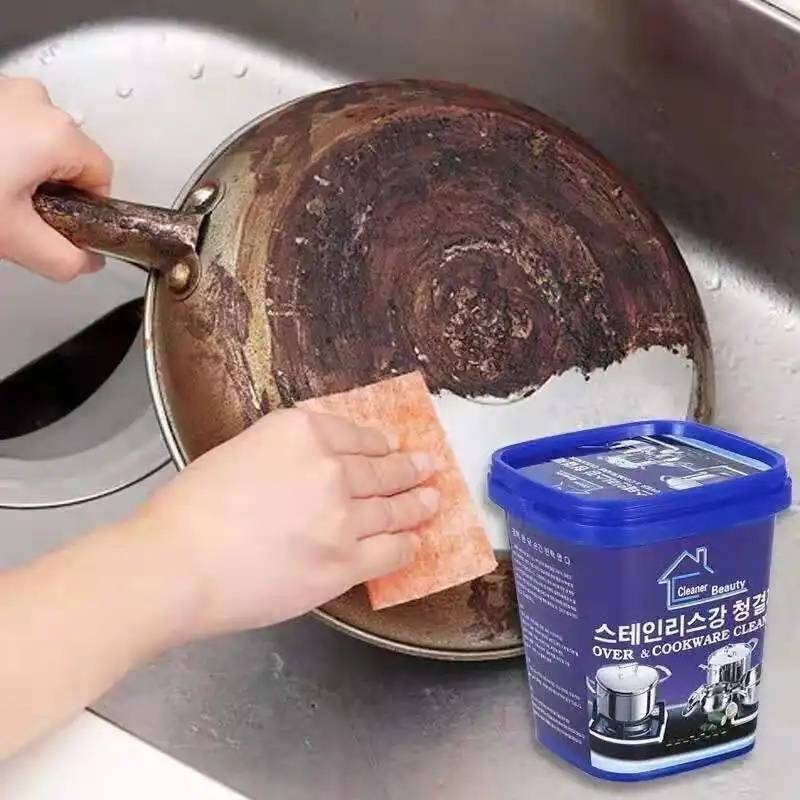 Stainless steel cleaning paste household kitchen oily wash pot bottom black scale burn marks to remove rust cleaning agent strong decontamination