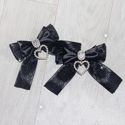 taobao agent Original hand -made mines, mass -produced lace bow rhinestones, love pearl pendant hair tie