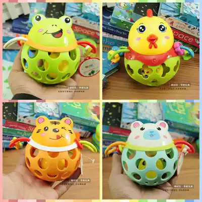 Baby hand catching ball Ringing ball toy soft rubber ball Tooth fixing device Hole ball with rattling baby early education silicone ball