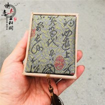 Tassel gift hand string box pendant retro calligraphy printing pendant box wenplay DIY jewelry box