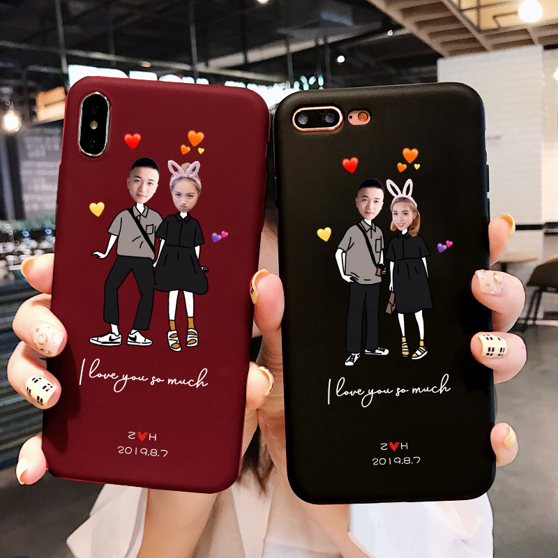 Couple mobile phone shell customized arbitrary models iphone12 apply 11 Apple x Scratching Diy Photo Avatar Huawei
