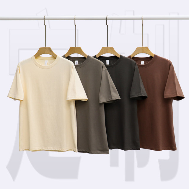 Heavyweight short-sleeved men's pure cotton T-shirt summer solid color campus style couple style student ins trendy versatile loose bottoming shirt