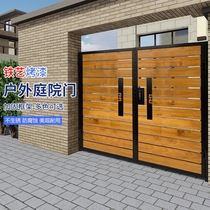 Custom Gate Villa Courtyard Entrance Doorman Garden Yard Door Single Open Double Open Door Woody Iron Door