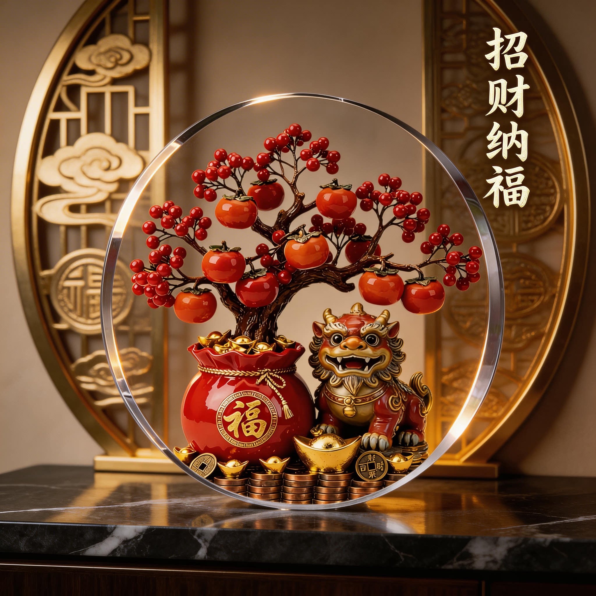 内雕水晶摆件客厅玄关桌面家居装饰寓意开业乔迁工艺品