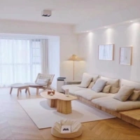 Скандинавская ткань, современный и минималистичный диван, журнальный столик из натурального дерева