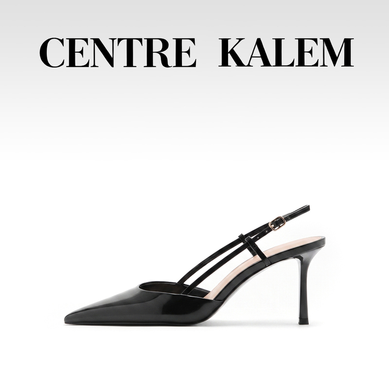 【Centre Kalem Women's Shoes】Liuliu's Same Style Pointed-Toe Casual Fashion Sandals with Thin Heels and Black High Heels