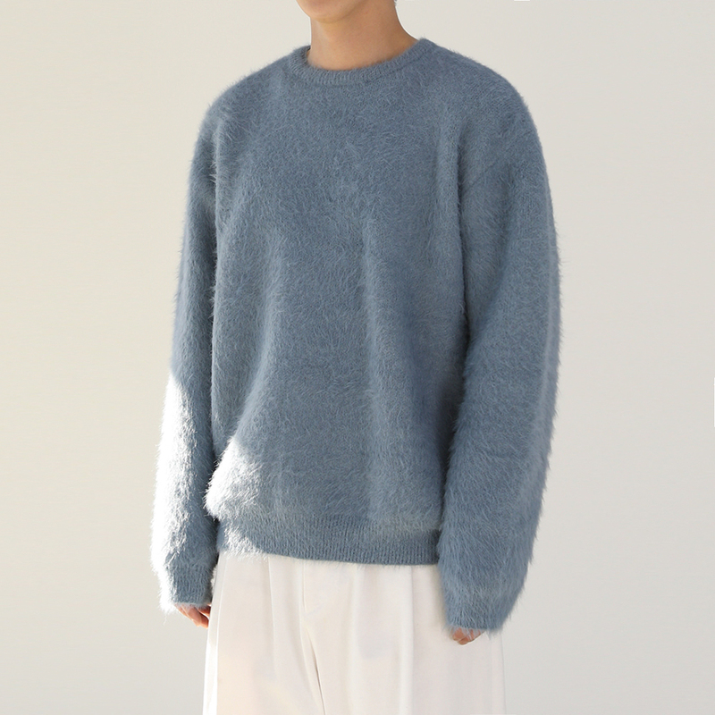 Mrcyc Mohair Solid Color Men's Sweater Winter Thickened Crew Neck Korean Style Loose Soft Knitwear Trendy Mrcyc Mohair Solid Color Men's Sweater Winter Thickened Crew Neck Korean Style Loose Soft Knitwear Trendy