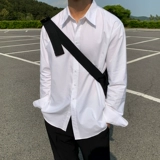 Мужская трендовая синяя осенняя цветная рубашка, свободный крой