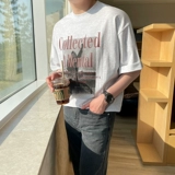 Хлопковая футболка с коротким рукавом, в американском стиле, оверсайз