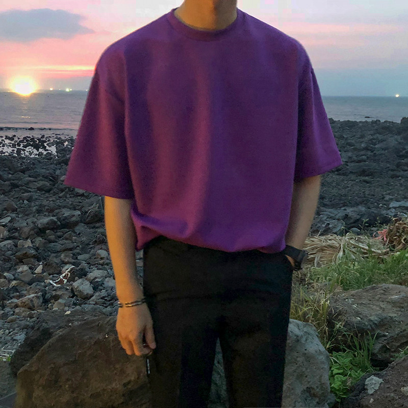 MRCYC summer short sleeve T-shirt new Korean version men's fashion casual T-shirt loose solid color student half sleeve T-shirt