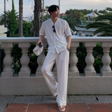 Футболка с коротким рукавом, штаны для отдыха, спортивный костюм, V-образный вырез, свободный прямой крой