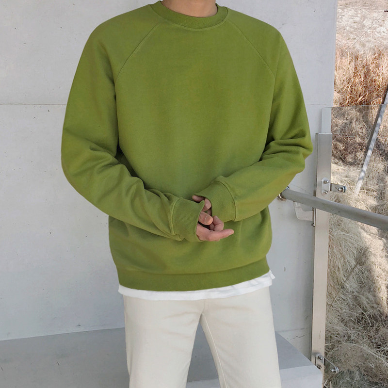 MRCYC Fall new men's pure color long sleeve thick cotton T Korean version Trend loose lovers 100 hitch headcoat