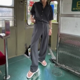 Мужской летний комплект, трендовая рубашка, штаны, короткий рукав, свободный прямой крой