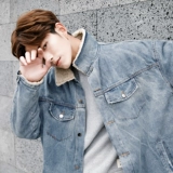 Джинсовая утепленная мужская куртка для мальчиков, пуховик, свободный крой, средней длины