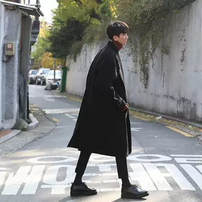 Winter thickened Korean coat men's medium and long version of woolen coat coat tide men loose woolen coat simple man