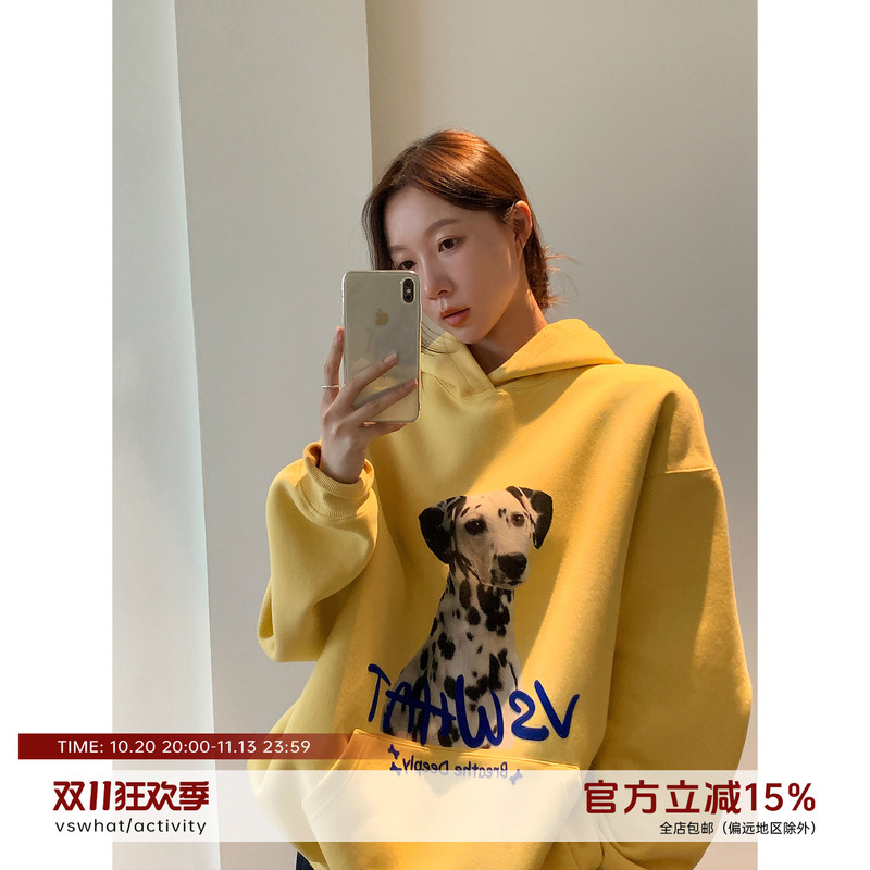 Vs What "Idea Explosion" Dalmatian Print Hooded Sweatshirt Spring and Autumn Jacket Loose Lazy Style Hoodie