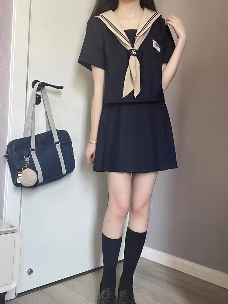 FOX RABBIT ORIGINAL GENUINE SHORT-SLEEVED JK UNIFORM SAILOR SUIT MID-SUIT WOMENS SUMMER COLLEGE STYLE STUDENT BASIC SUIT