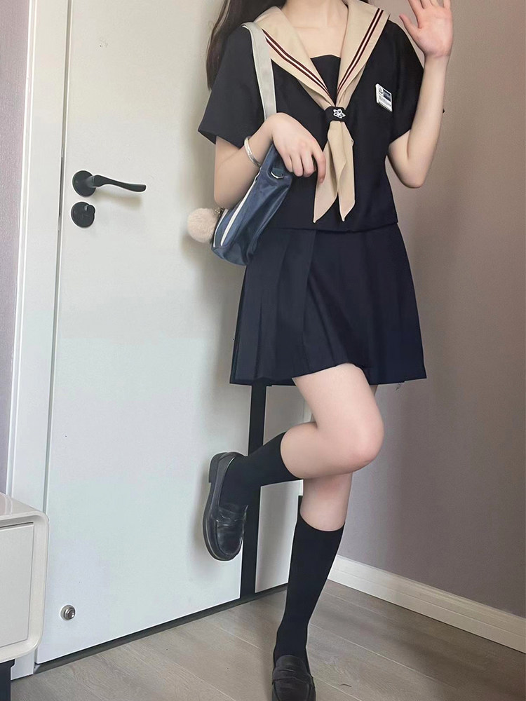 FOX RABBIT ORIGINAL GENUINE SHORT-SLEEVED JK UNIFORM SAILOR SUIT MID-SUIT WOMENS SUMMER COLLEGE STYLE STUDENT BASIC SUIT