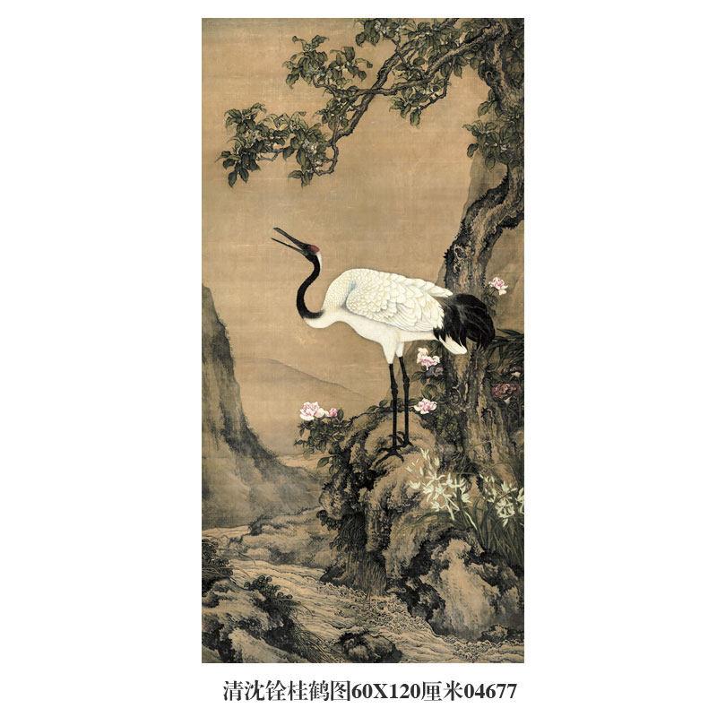 清沈铨荷塘鸳鸯图花鸟画卷轴名人字画中式装饰画客厅玄关茶楼挂画-淘宝
