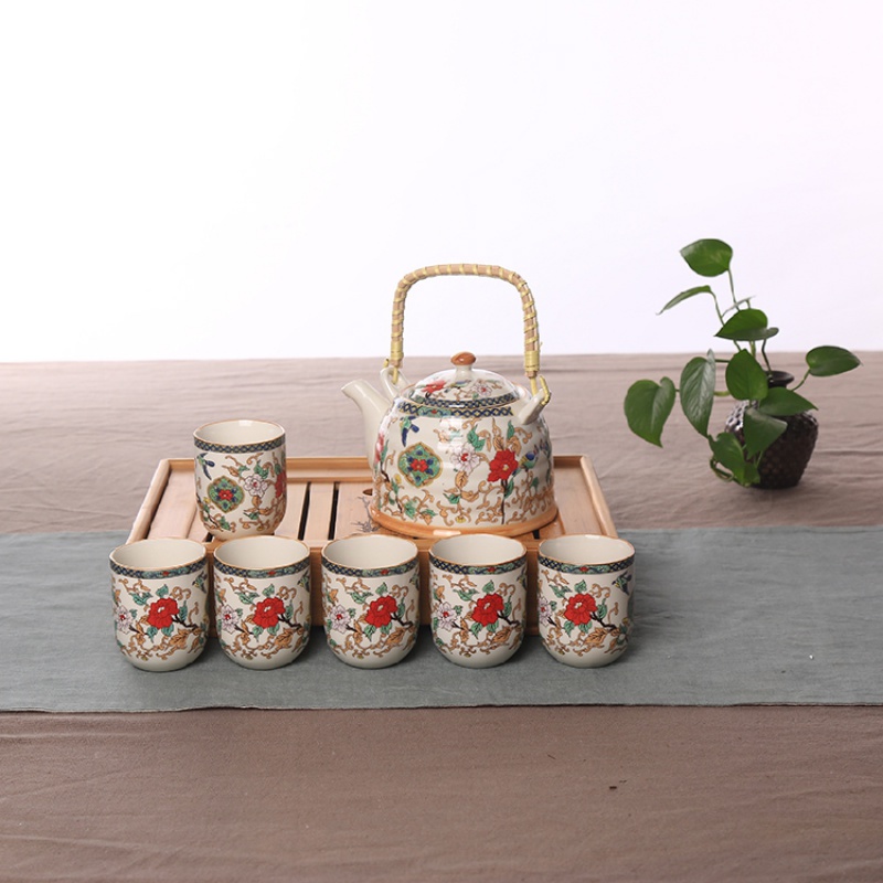 Jingdezhen Ceramics Household Tea Set Porcelain Tea Ceremony Pot Tea Cup Set Beam Pot Tea Set Gift Set
