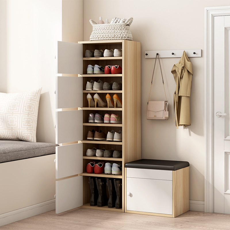 Shoe Rack Subsimplicity Small Narrow Door Opening Home Interior Good-looking Bedroom With Viner Dust Resistant Multilayer Solid Wood Color Shoe Cabinet