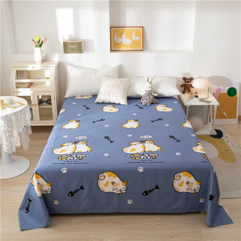 Sheet single piece pure cotton student dormitory single child 1 2 thickened 100 cotton double ins wind bed cover 1 8 meters