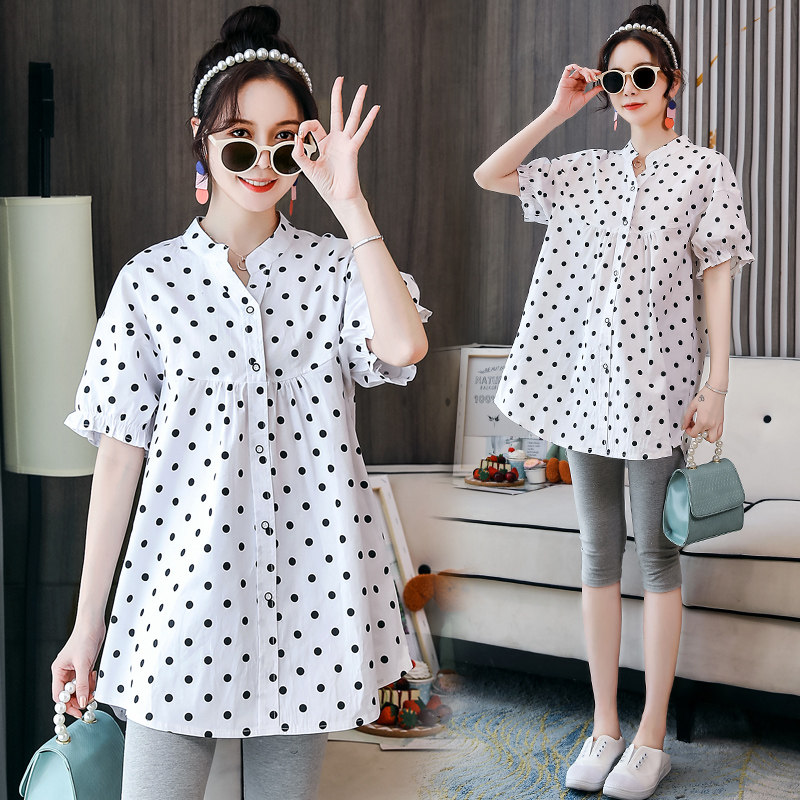 Pregnant Woman Summer Clothing Two Style Suit Tide 2021 Summer Fashion Shirt Short Sleeve T-Shirt Summer Loose Summer Blouse Clothes