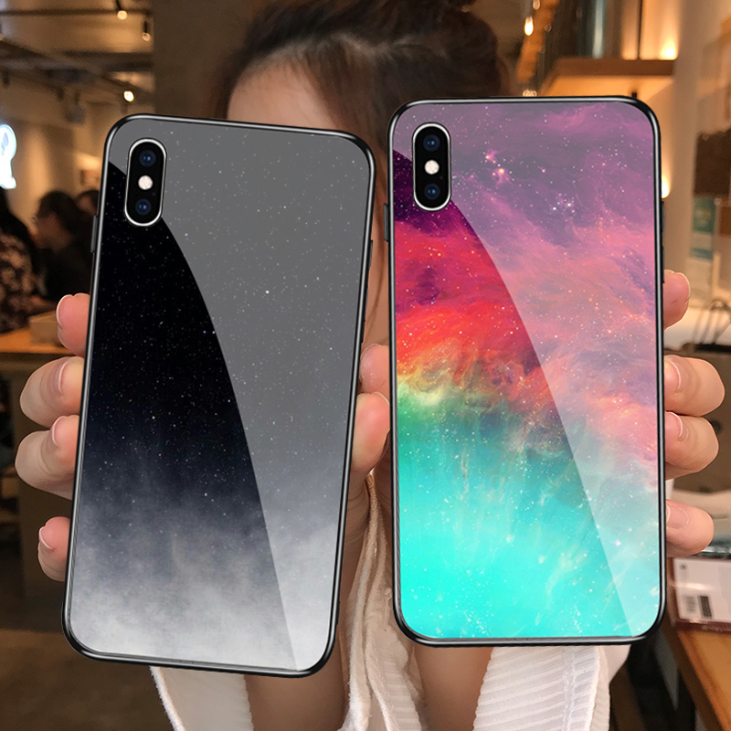 iPhone 6 6splus i7 i8plus frosted tempered glass mirror mobile phone case iphoneX XS XR XS max silicone case in