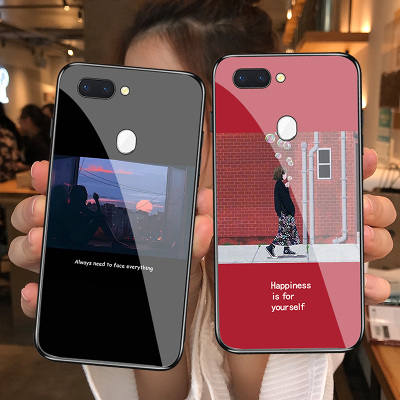ins lukewarm wind net red personality oppor9s oppor9s r11s r15 r15 state version a7x frosted tempered glass mirror phone protective shell r15x k1 r17p r17p