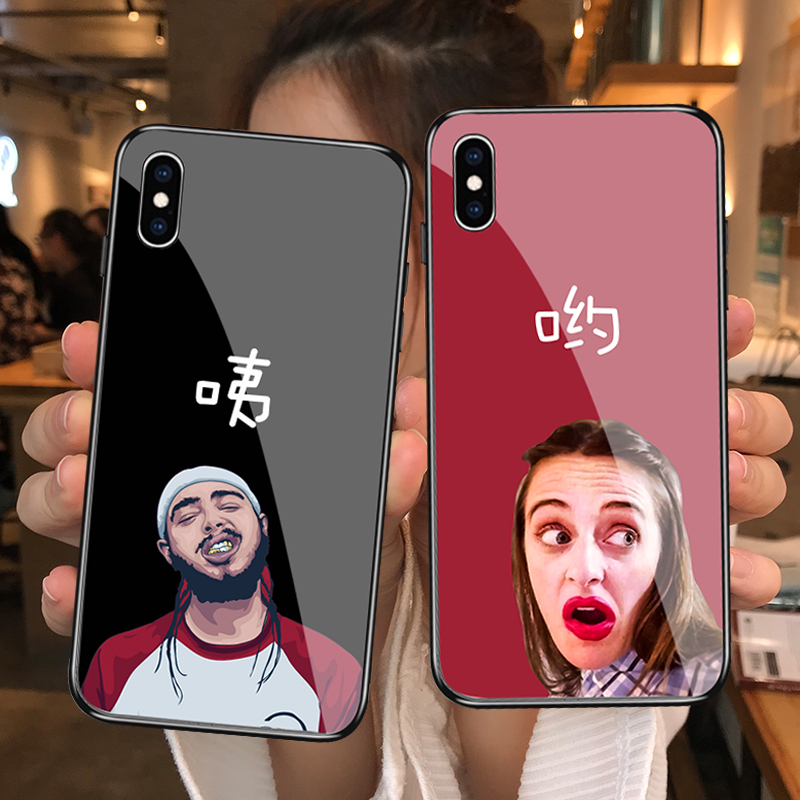 European and American style spoof tide brand couple Apple 6 6splus i7 i8 i7p i8plus frosted tempered glass mirror mobile phone case iphone XS m
