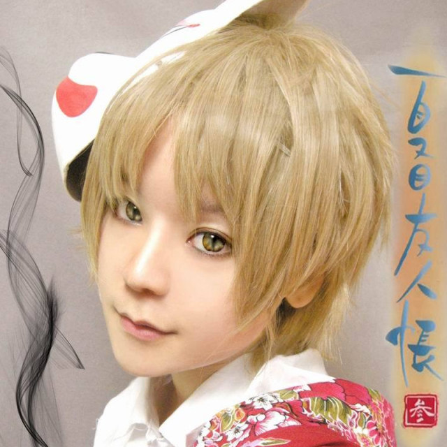 ສິນຄ້າມີພ້ອມສົ່ງຟຣີ Bakery cosplay wig Natsume friends ບັນຊີ Natsume Takashi linen gold cos fake hair wig