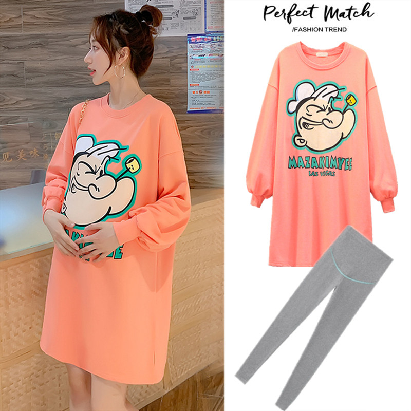 Pregnant women's autumn clothes trendy 2022 tops long-sleeved spring and autumn models net red suits fashion models go out pregnant women's sweaters