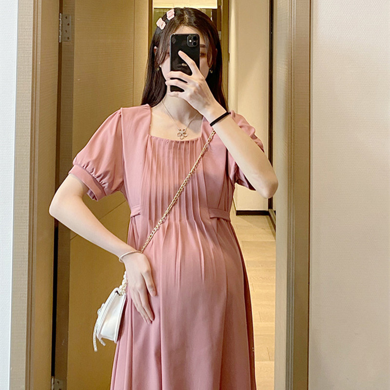 Pregnant Women summer dress Net red suit senior pregnant woman long skirt fairy Summer chiffon summer short sleeve thin