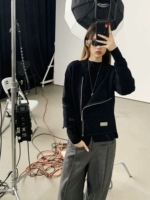 Spot*Double -Layer Design!Ниша нерегулярная сплошная цветовая деконструкция Стиличный слой функциональный свитер молнии он