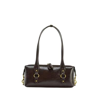 Trendy and fashionable metal-decorated baguette bag, underarm handbag, casual and versatile, retro single-shoulder bag for women