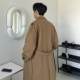My brother learns how to wear winter mid-length woolen coats for men, new thickened knee-high loose woolen coats and windbreakers
