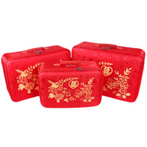 Red wedding suitcase bride dowry box press box wedding portable Password box dowry suitcase female
