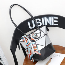 Japan same with the diamond grid deformation bag Folding Geometric bag Hand bag diamond laser bag personality Fashion shoulder Womens bag