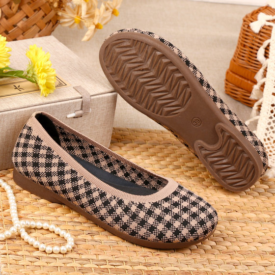 Old Beijing cloth shoes women's single shoes spring and autumn new style retro slip-on flat-bottom breathable versatile fashionable mother's shoes