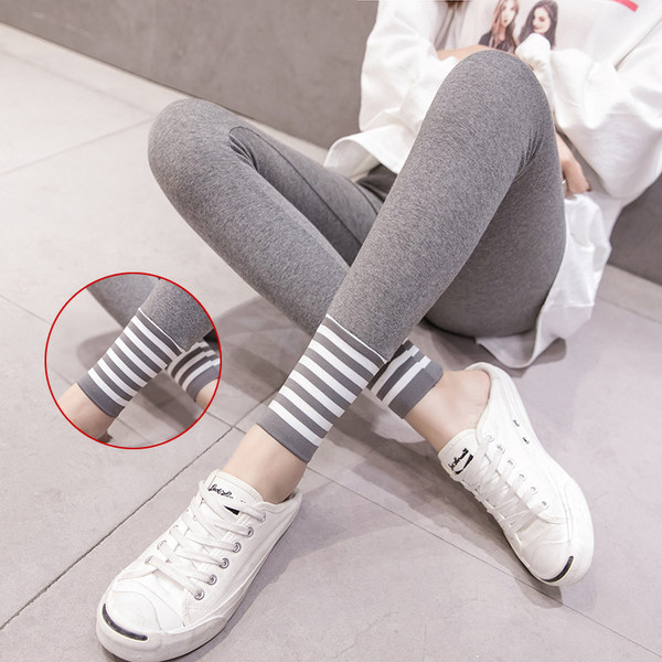 2019 pregnant women spring new belly pants pregnant women's inner pants threaded cigarette tube pants slim inner pants wild pants