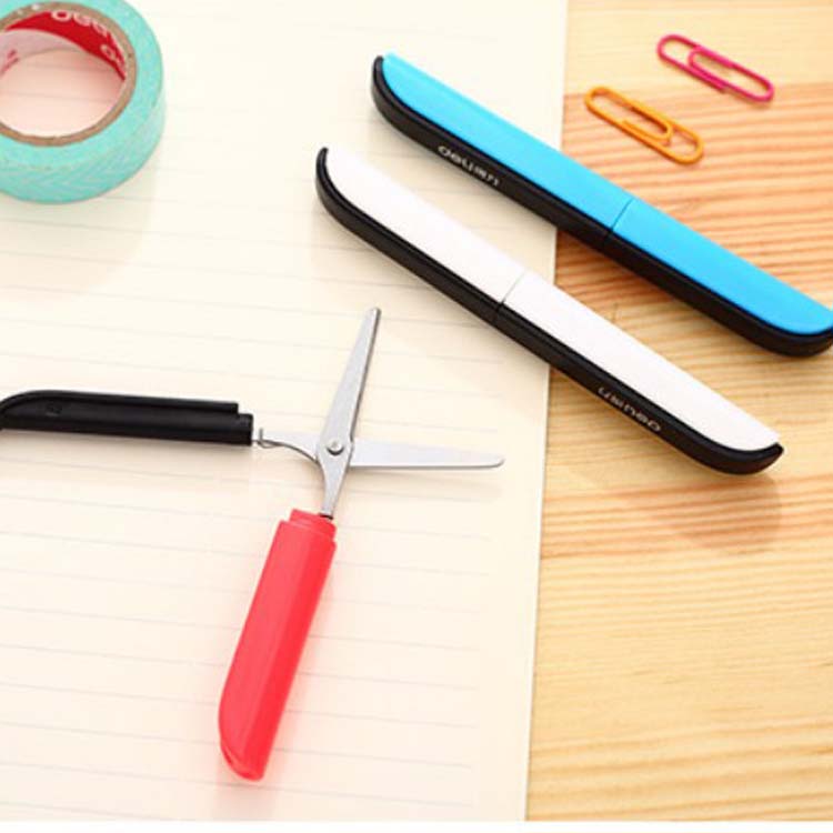 Able small scissors creative pen shape with sleeves handmade scissors portable and convenient to contain safety and small scissors