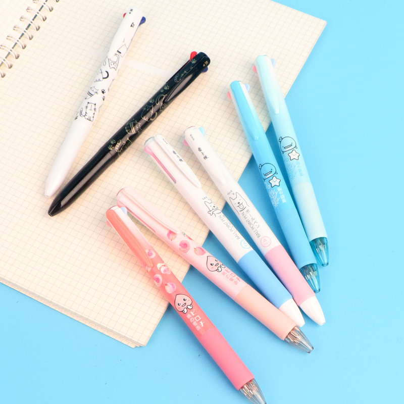 Cute Cartoon Fresh Original Bead Pen 0 5MM Color Multifunction Ball Pen Handbill Four Color Blue Black Red Green