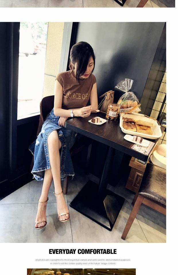 Xuân-Hè 2019 mới mid-eo retro mặc ra con lắc lớn cá tính váy denim dài phía trước xẻ ngực váy nữ - Váy chân váy kaki dài
