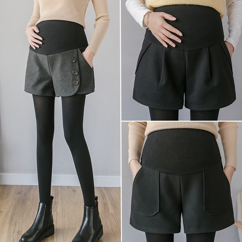 Pregnant woman shorts for autumn and winter wear autumn tide moms in broad leg shorts inner lap pants winter clothing fashion models 2020 new